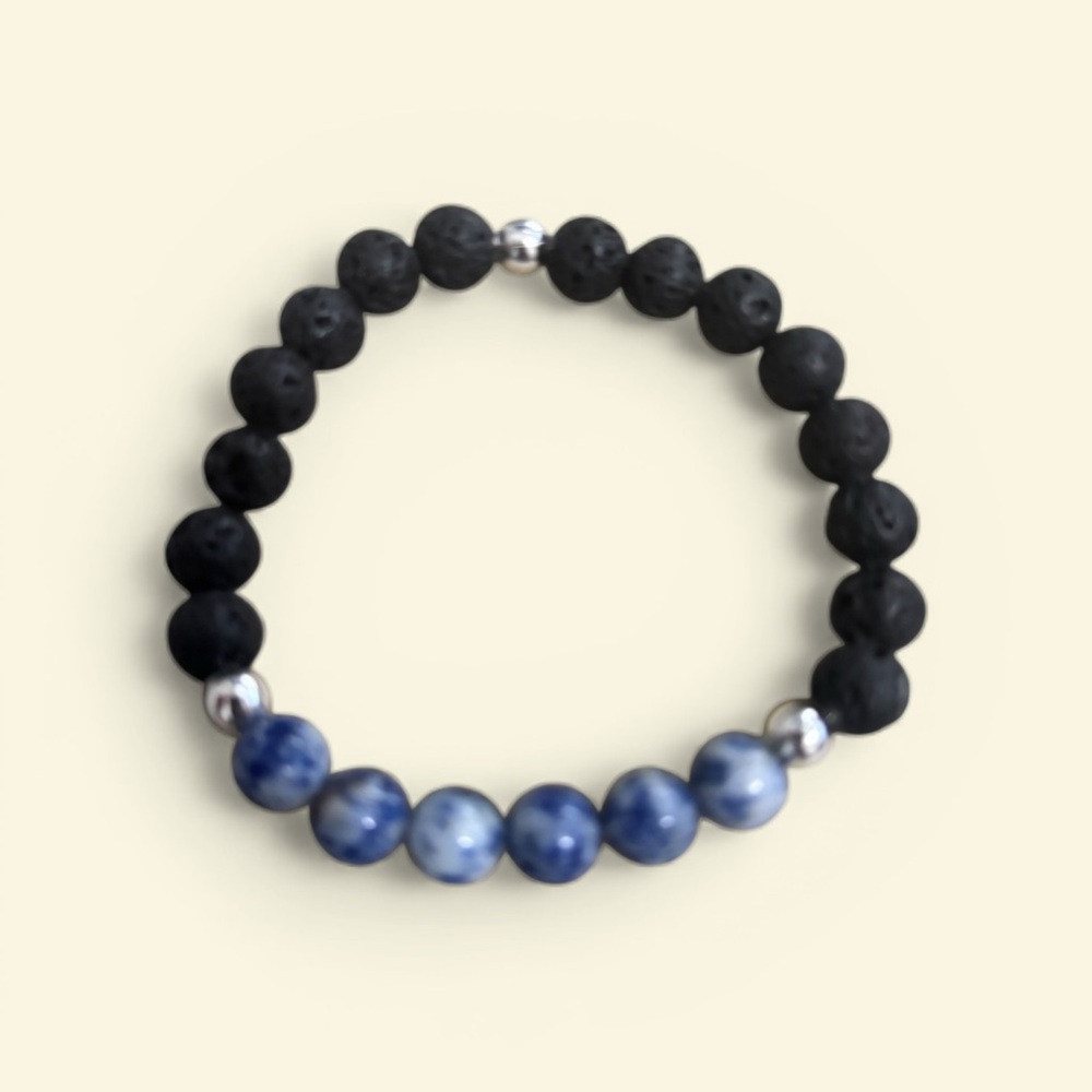 The Serenity Blend: Sodalite & Black Lava Aromatherapy Bracelet